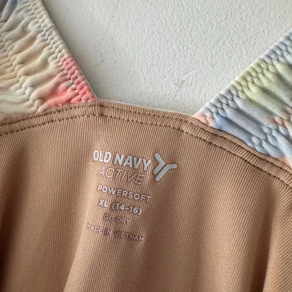 Old Navy Girls PowerSoft Ruched-Strap Tank Top‎ Warm Tie Dye
